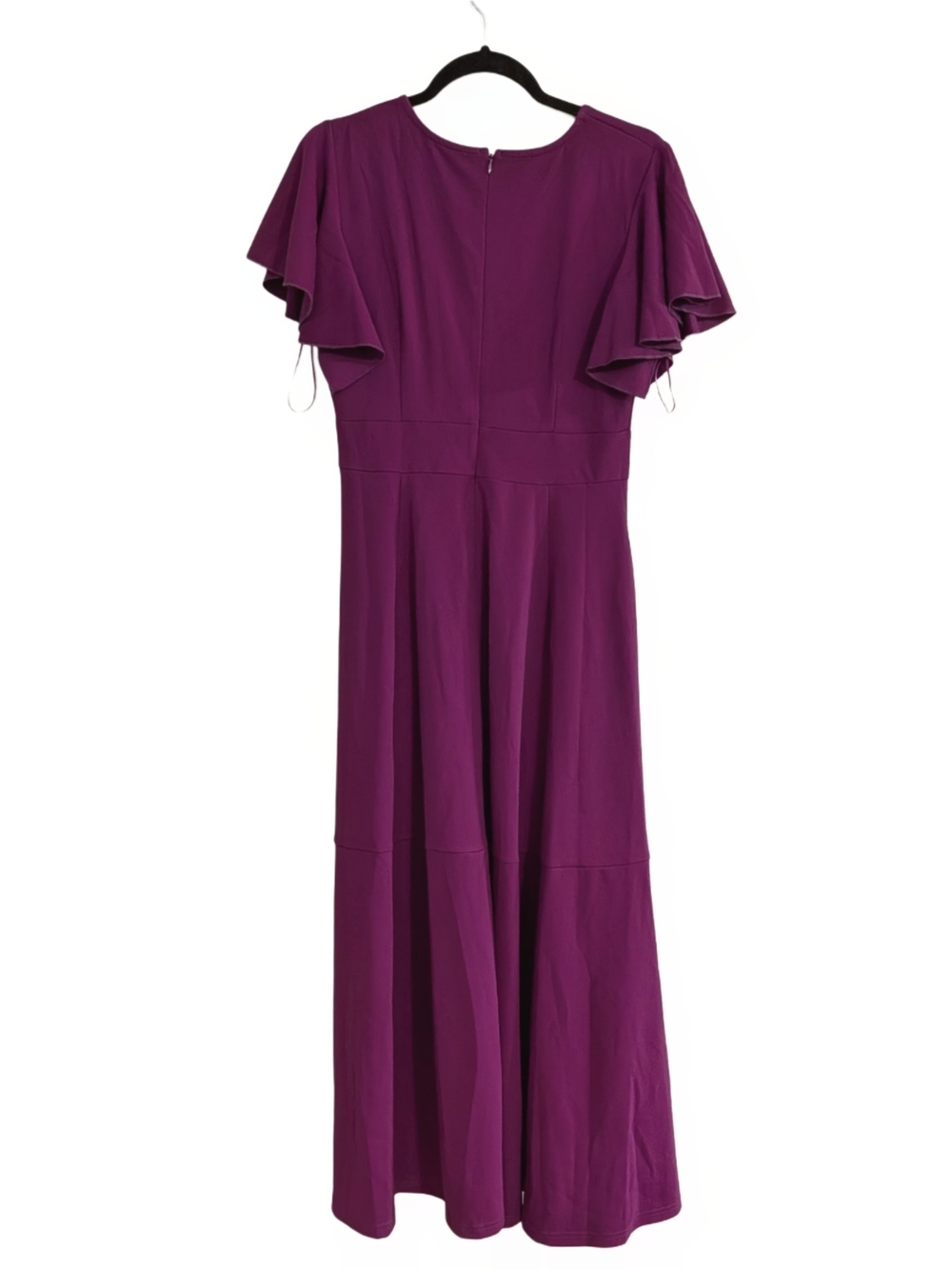 ZZV Women’s Purple Wrap Maxi Dress Size M Ruffle Sleeve V Neck New With Tags - Picture 2 of 5